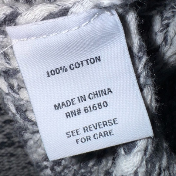 525 AMERICA Boucle Printed Tape Yarn Turtleneck Sweater Cotton Grey White XS - Picture 6 of 7